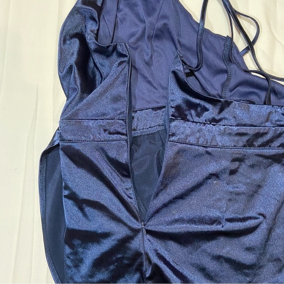 royal blue deep v-neck one piece shorts skort romper size Medium - Picture 6 of 12